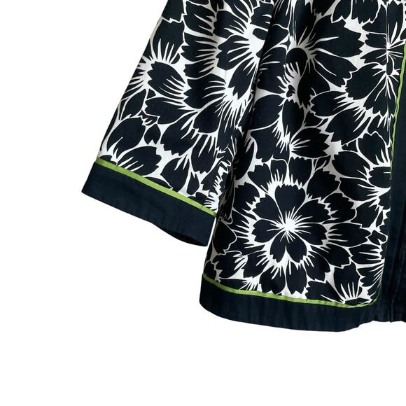 Trena by Theresa Rena Women Top 1X Black White Floral Structured Career Office - Picture 7 of 10